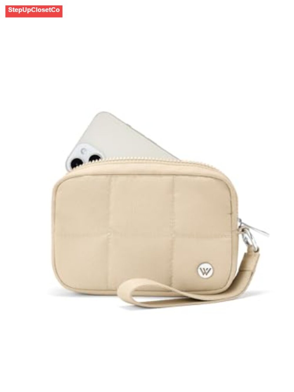 RFID Blocking Puffer Wristlet Wallet - Quilted Nylon Phone Wallet, Zipper Card